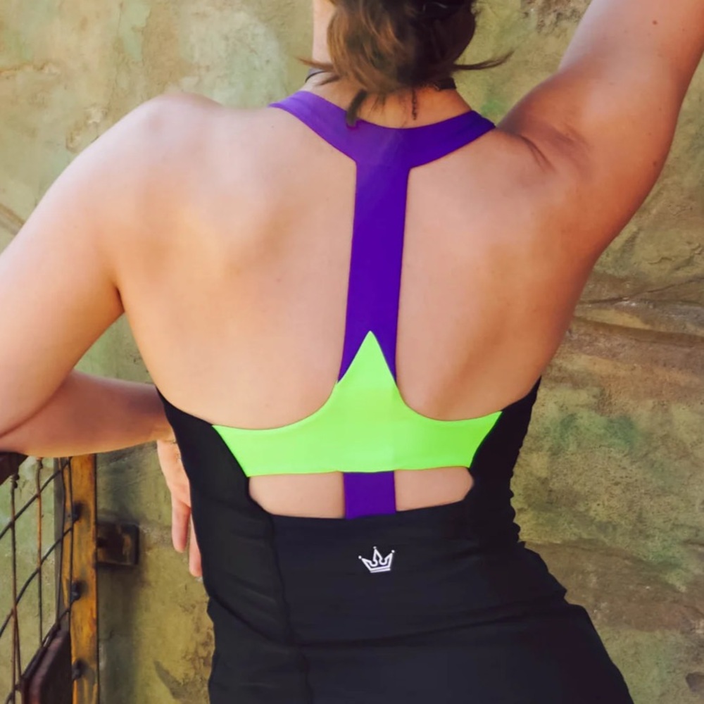 Crowned Athletics Mal-evolent Villain Athletic Tank Top- Purple and Green - Picture 6 of 6